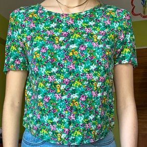 H&M green flowery blouse